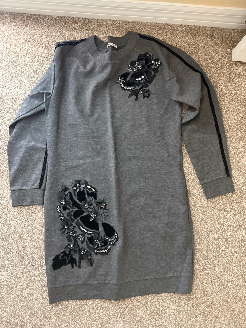Gray Embellished Sweatshirt Dress size 36 (s/m)